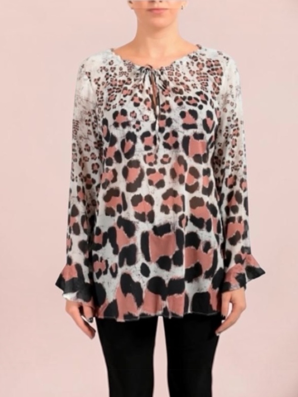 New! JUST CAVALLI LEOPARD SILK BLEND BLOUSE SIZE EU 40